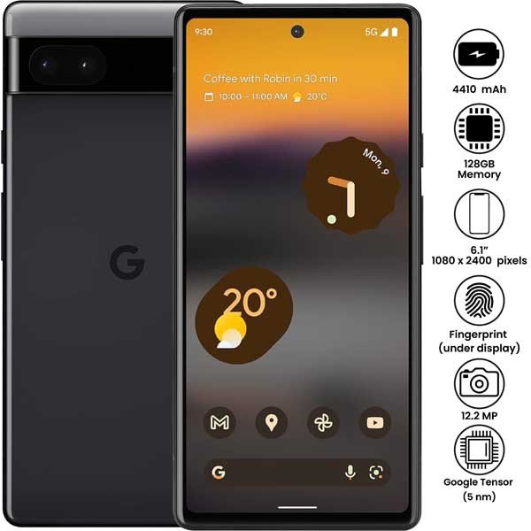 Google Pixel 6a smartphone, available at Mobitel UK